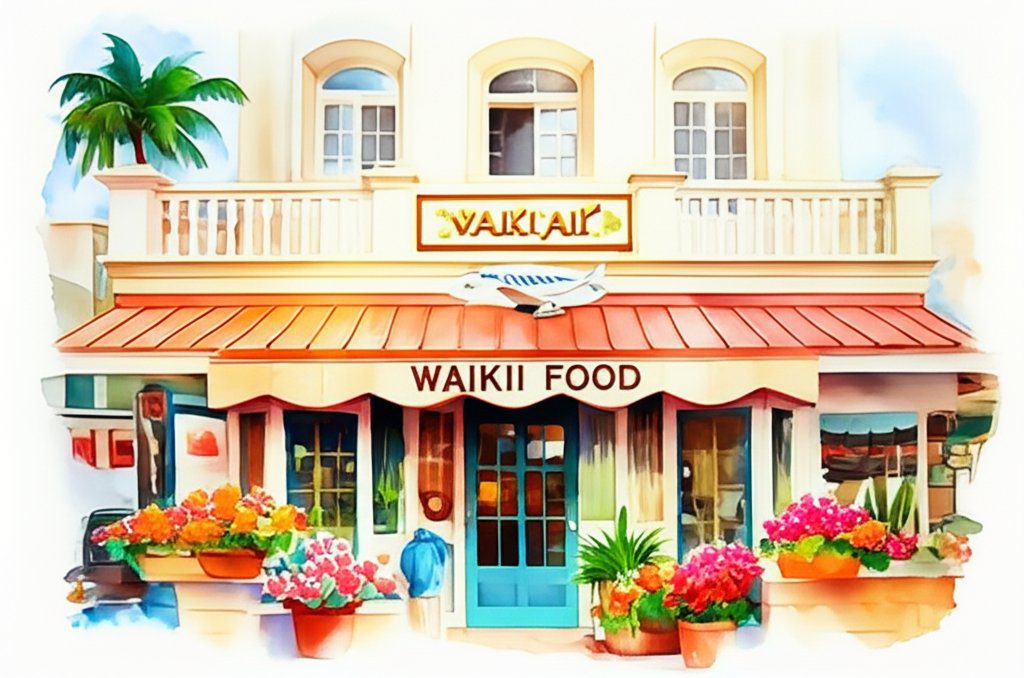 Authentic Hawaiian food in Waikiki: Fresh poke bowls, kalua pig, vibrant island flavors.