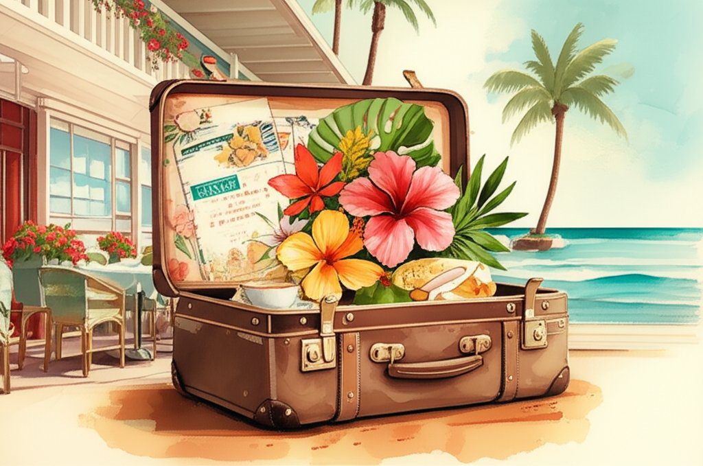 Waikiki beachfront breakfast: Ocean view, delicious food, relaxing tropical vibes.