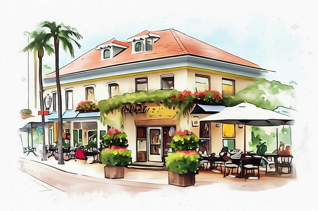 Waikiki Honolulu breakfast: sunny morning, delicious food, ocean view.
