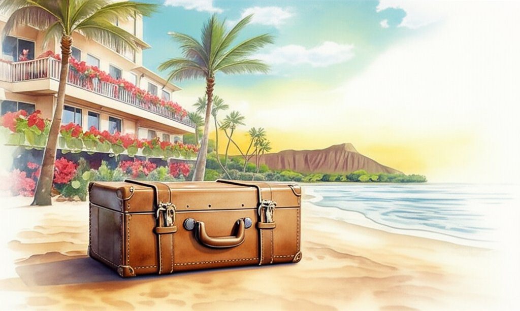 Waikiki map with family icons, planning a vacation adventure in Hawaii.