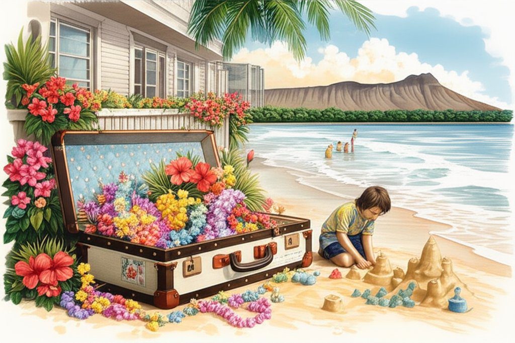 Waikiki Beach: Family fun in the sun, playing in the sand and surf.